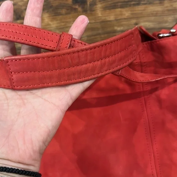 Laura Di Maggio Red Suede Slouchy Crossbody Bag